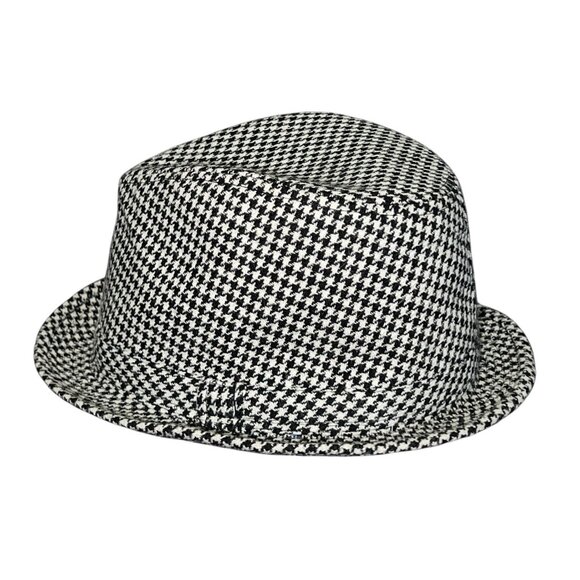 Black & White Houndstooth Fedora Hat With Alabama Crimson Tide Logo & Cartoon El